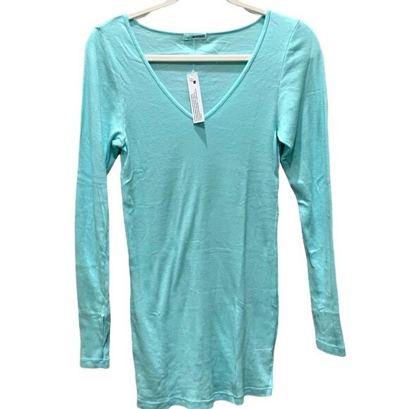 LA Made women’s dress top tunic long sleeve turquoise blue knit size small - Picture 2 of 12